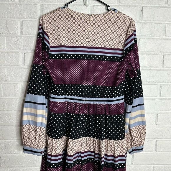 Gal Meets Glam Dakota Long Sleeve Fit and Flare Dress Purple Patterned size 6 - Picture 7 of 9